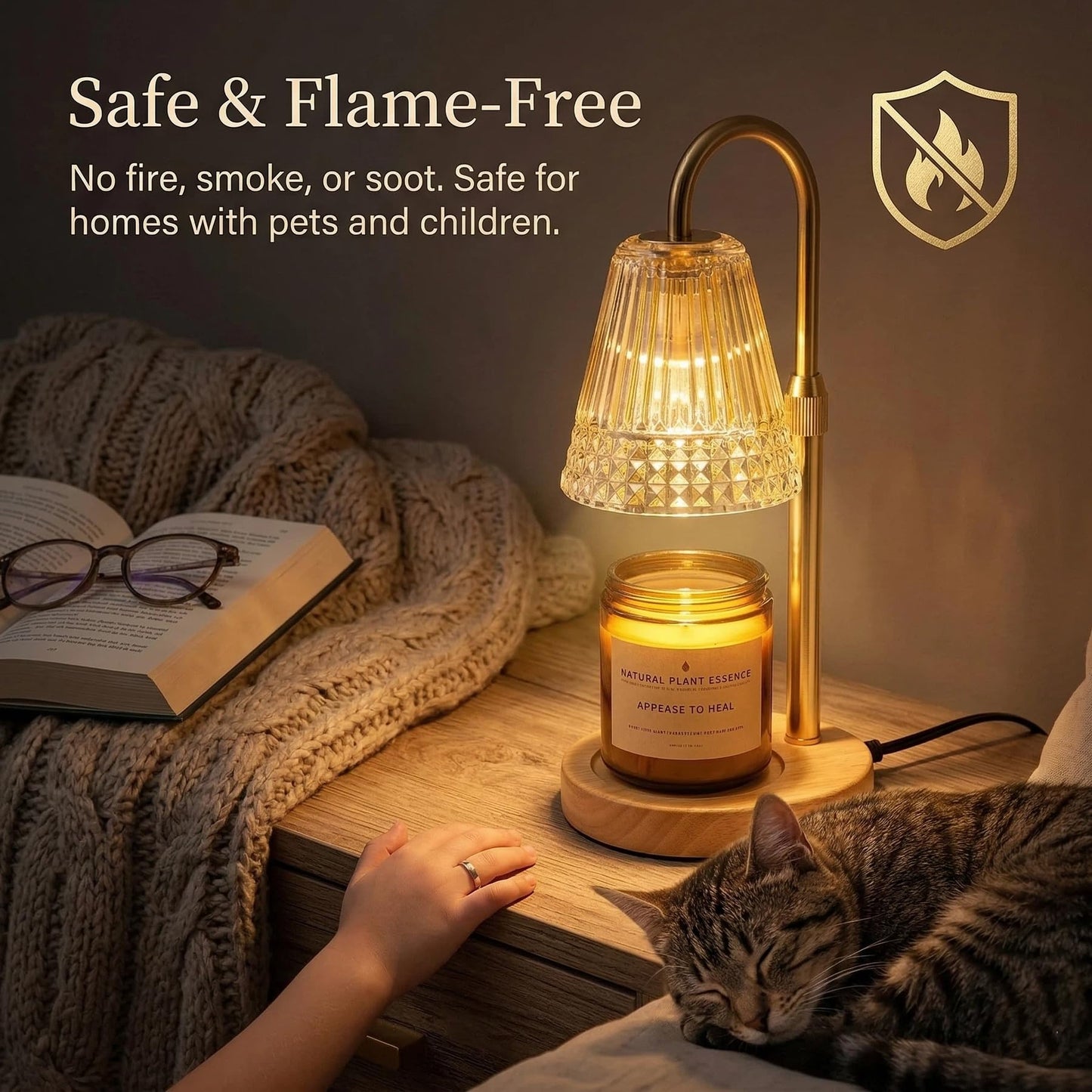 Candle Warmer Lamp with Timer Dimmable, Height Ajustable Candle Lamp Warmer for Jar Candles, Gold Electric Lamp Candle Warmer with 2 Bulbs, Gifts for Christmas, Birthday, Women and Mom