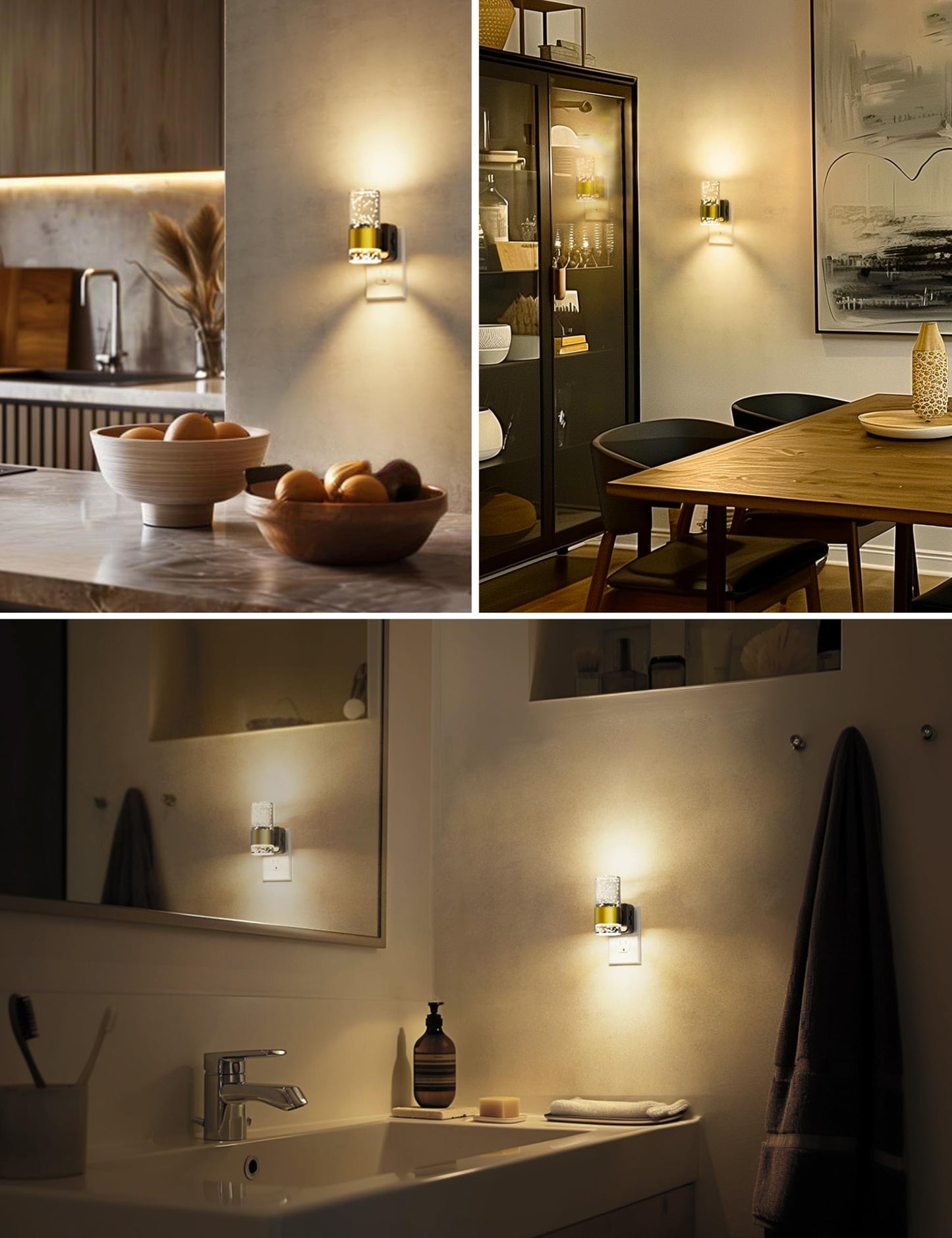 L LOHAS LED Night Lights Plug into wall, 2 Pack Soft Light Night Light with Adjustable Brightness, Plug in Night Light with Auto Light Sensor