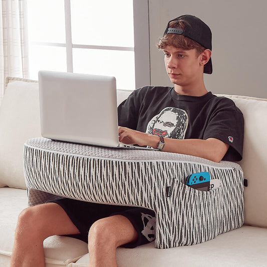 cooloo8 Reading Pillow for Lap, Extra Large Arm Rest Pillow for Adult, Memory Foam Lap Desk Pillow for Reading, Working, Crocheting, Playing Steam Deck Switch or Sitting in Bed Couch(Ash Grey)