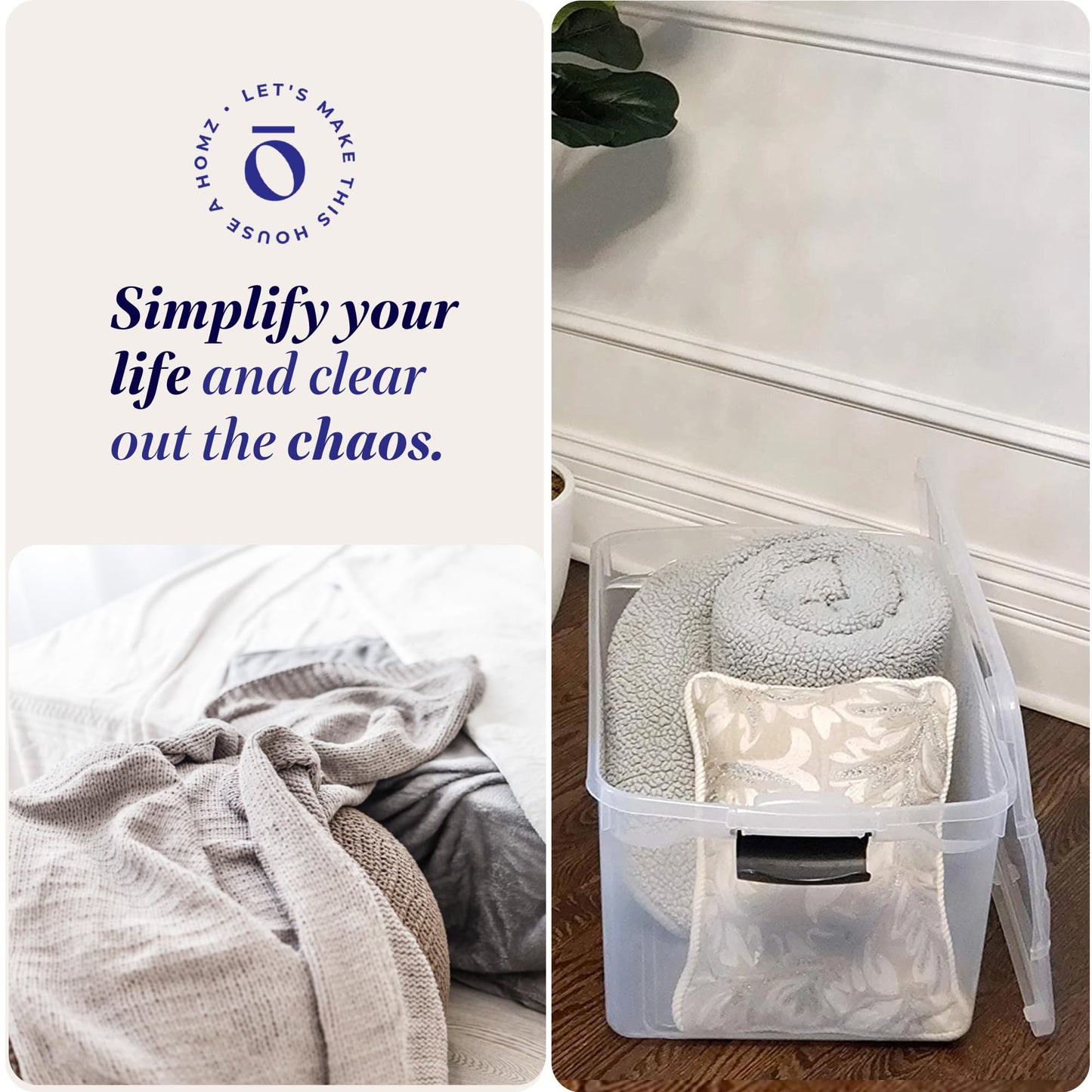 HOMZ Multipurpose 66 Quart Clear Storage Container Tote Bins with Secure Latching Lids for Home or Office Organization, (2 Pack)