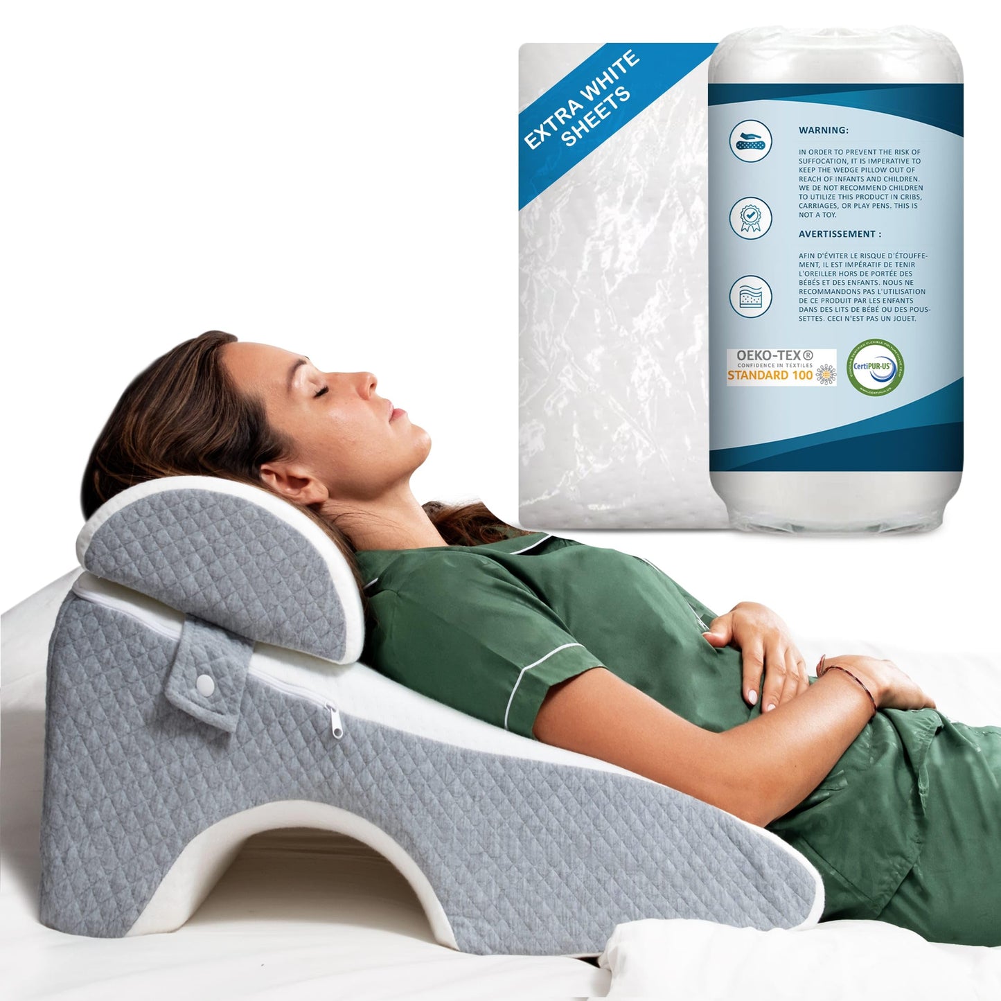 DIGAR Bed Wedge Pillow 12 inch | Memory Foam Wedge Pillow for Sleeping | Triangle Pillow Wedge | Acid Reflux Pillow | Post-Surgery Support Cushion | Back, Head, Knee, Elbow Support | Pregnancy Pillow