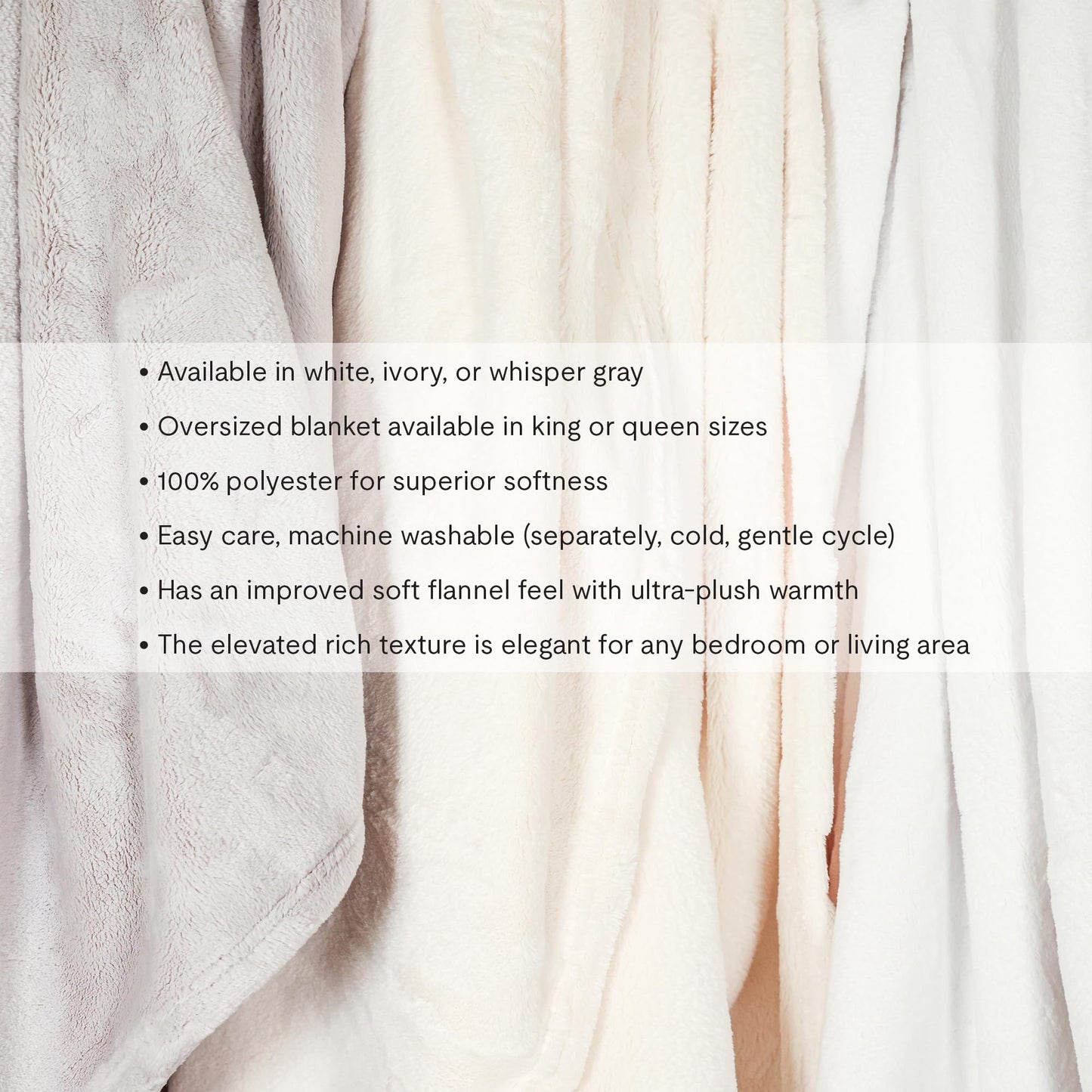 Jennifer Adams Ultra-Plush Blanket Queen/Full, Soft and Lightweight Cloud Bed Blankets (White)
