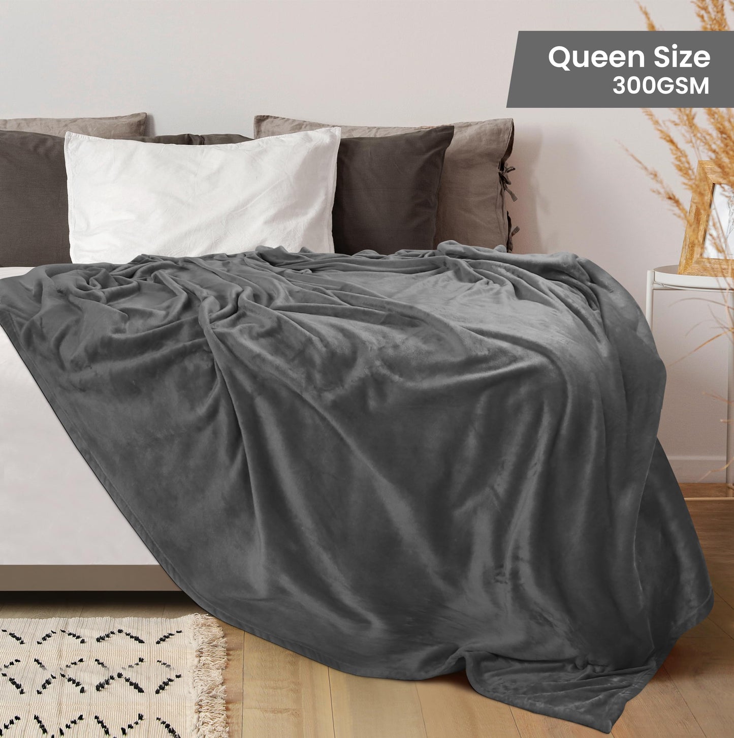 Utopia Bedding Fleece Blanket Queen Size Grey (90x90 Inches) Ultra Soft Warm Lightweight Microfiber Breathable Anti-Static Cozy Bed Blanket, All-Season Home Decor Gift for Women and Men