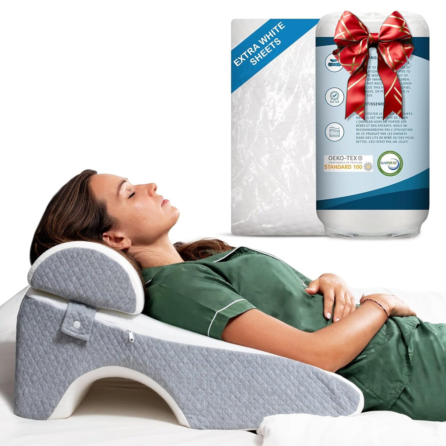 DIGAR Bed Wedge Pillow 12 inch | Memory Foam Wedge Pillow for Sleeping | Triangle Pillow Wedge | Acid Reflux Pillow | Post-Surgery Support Cushion | Back, Head, Knee, Elbow Support | Pregnancy Pillow