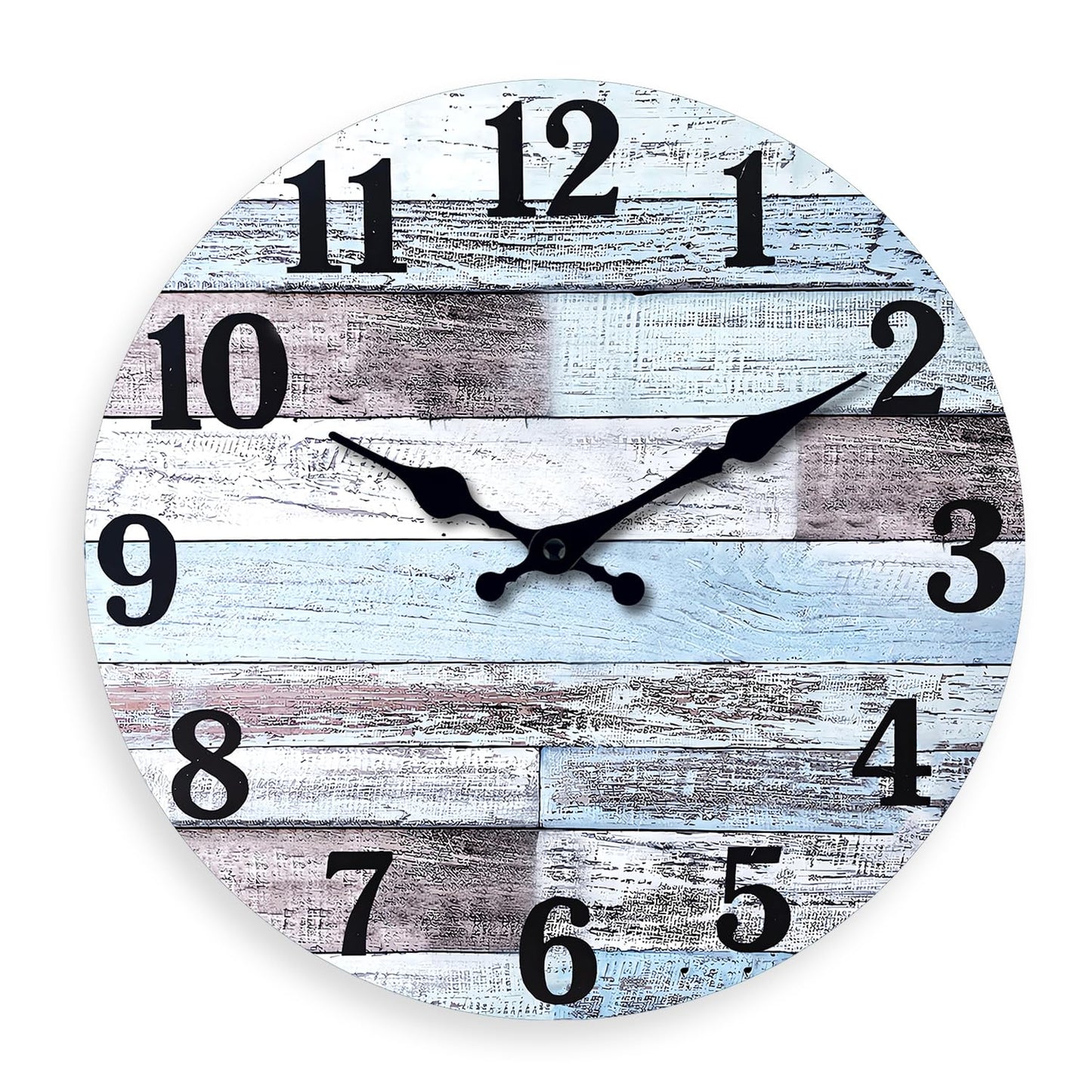 XNM 10 Inch Wood Farmhouse Clock for Bedroom Battery Powered Clock for Wall Quiet Wall Clock No Ticking(No Solid Wood, It is with MDF Material)