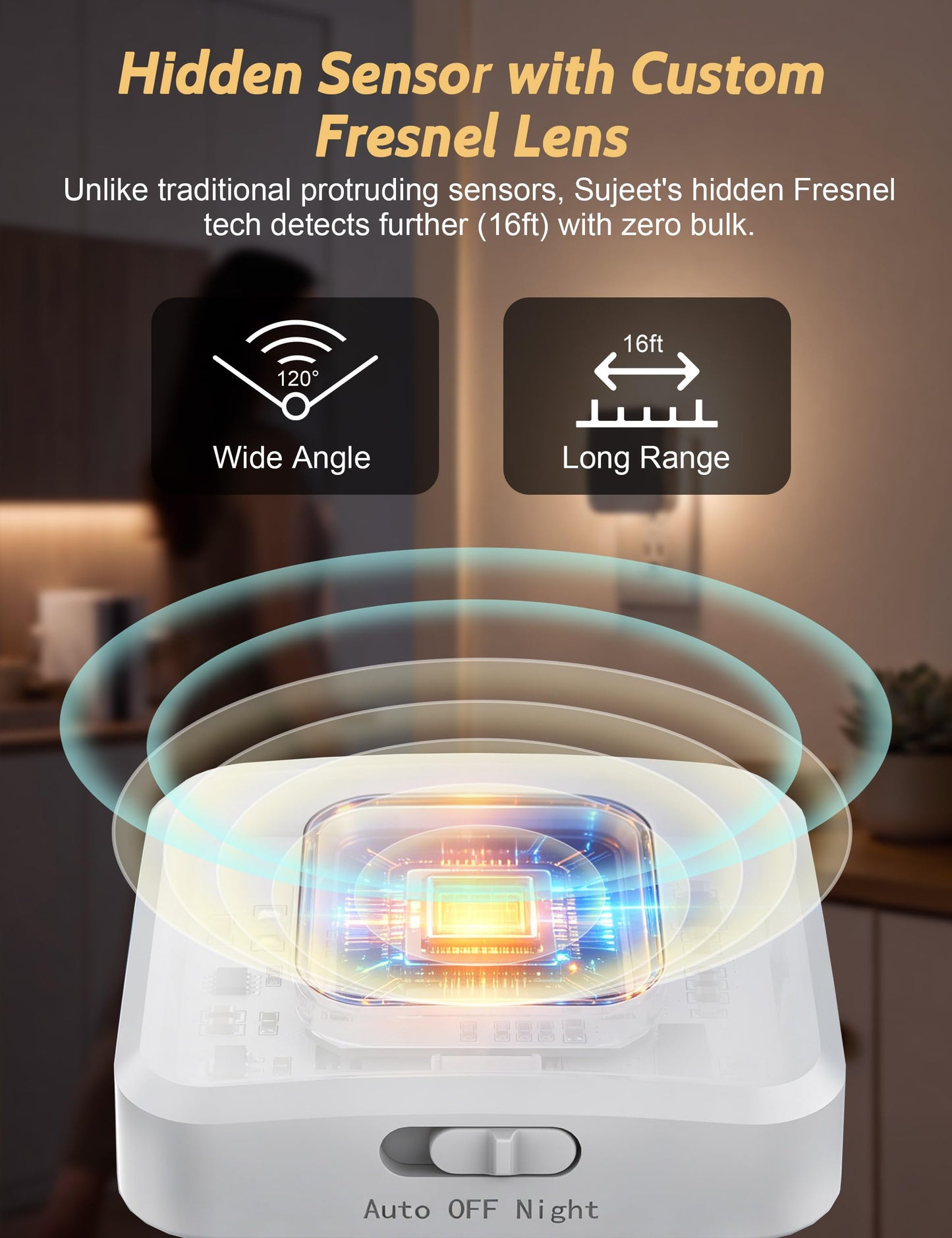 Sujeet Plug-in LED Night Light with Motion Sensor & Dusk to Dawn, 3 Color Temperatures (1800K/2700K/5700K), 5 Preset Brightness Levels, Backlit Design, 1-80LM Dimmable for Kids Bedroom, Hallway 4 Pack