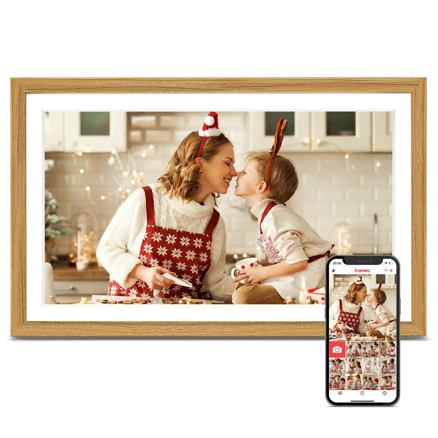 Frameo Digital Picture Frame 2 Pack, 1pc 15.6 inch Photo Frame Electronic 32GB Memory, 1920 * 1080 Touch Screen, 1pc 15.6 inch 1920 * 1080 Digital Photo Frame 32GB Memory, Auto-Rotate, Share Photo Vid