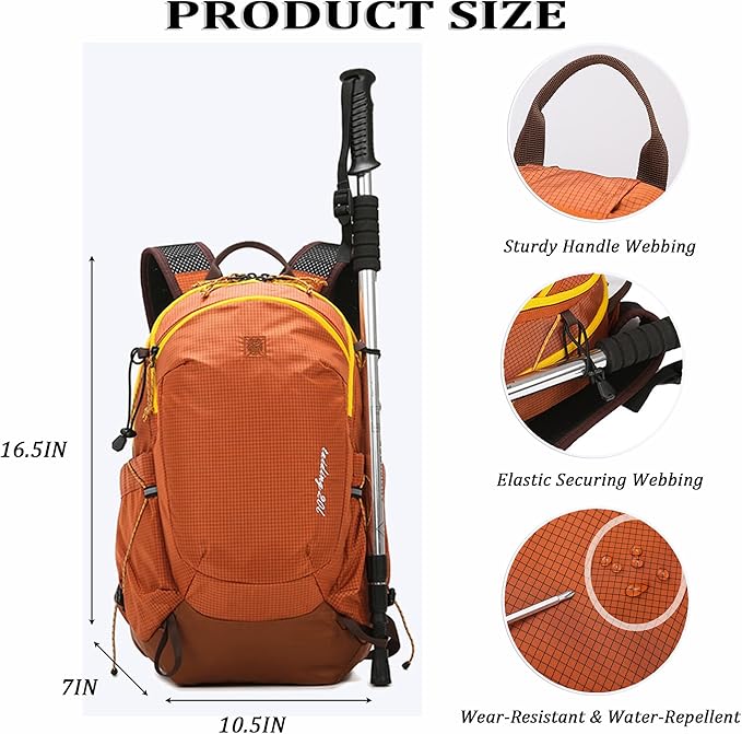 W WINTMING Small Hiking Backpack Travel Backpacks 20L Lightweight Hiking Daypack for Women Men Camping Daily Commuting (Yellow)