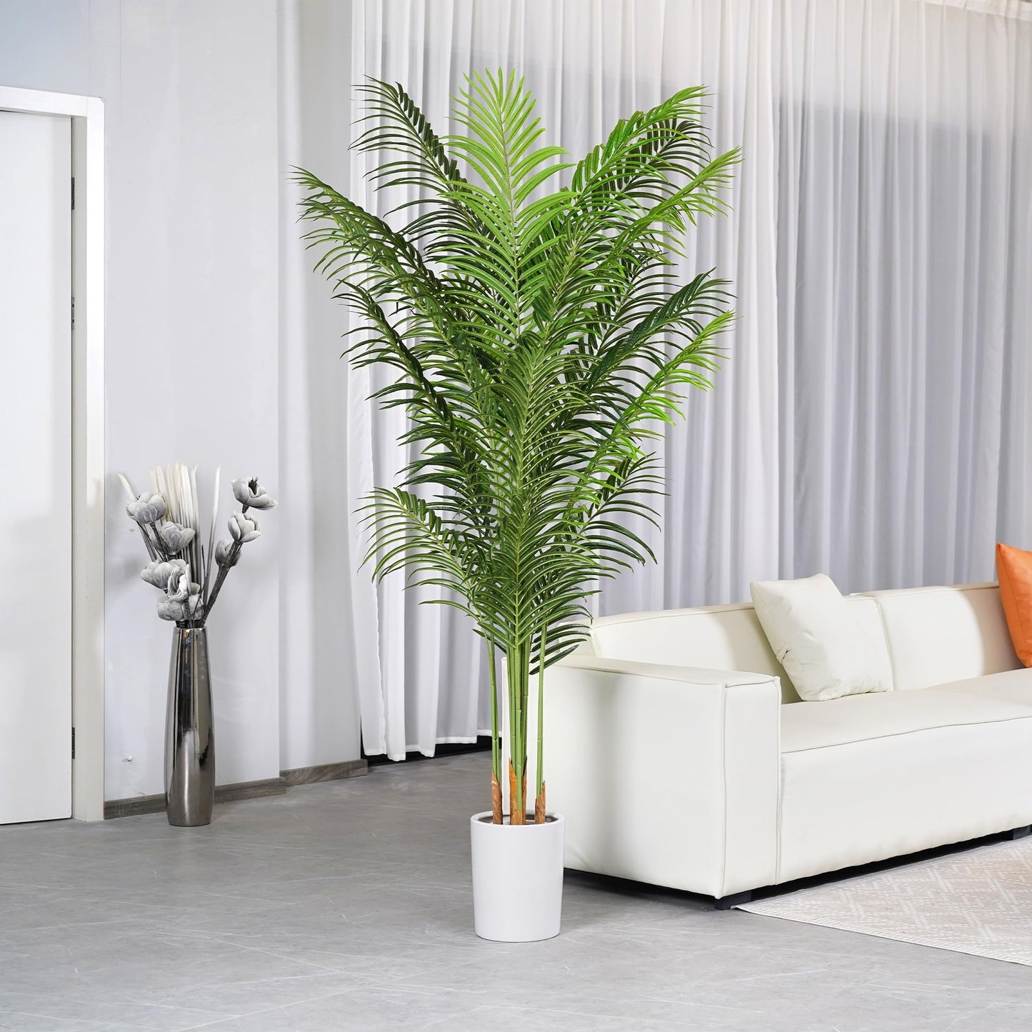 ProDeco Artificial Palm Tree 7.2Ft Tall Fake Potted Plant Faux Silk Green Floor Decorative Large Artificial Plants Indoor for Office Home Living Room Outdoor Decor