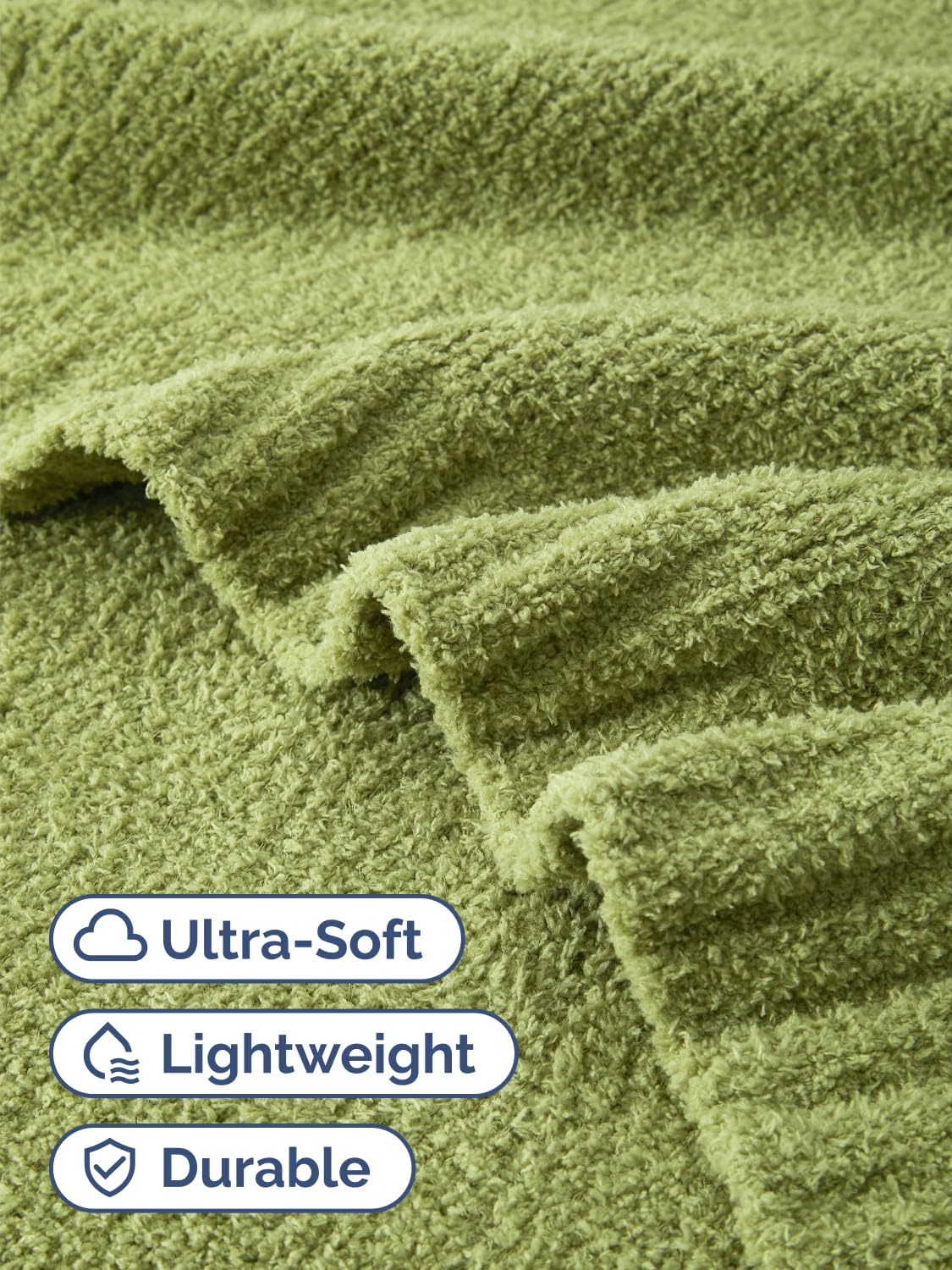 Sage Throw Blanket - Super Soft Throw for Couch, Bed, Sofa, Chair - Lightweight, Warm, Double Sided Knit - All Season Cozy, Fuzzy, Anti-Static Microplush Blanket for Women, Bedroom, Home Decor, 50x60