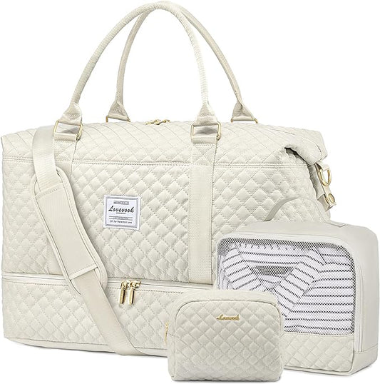LOVEVOOK Travel Duffle Bag,Weekender Bags for Women with Shoe Compartment，Carry on Overnight Bag with Toiletry Bag,Gym Duffel Bag with Wet Pocket, Hospital Bags for Labor and Delivery