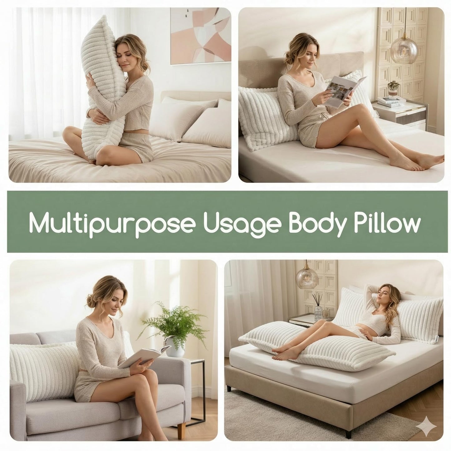 Zhlloucm Luxurious Faux Fur Full Body Pillow for Adults,Shredded Memory Foam Body Pillows for Side Sleeper & Pregnancy, 20x54 Inch Fluffy Long Bed Pillow for Back Pain Relief, Removable Cover