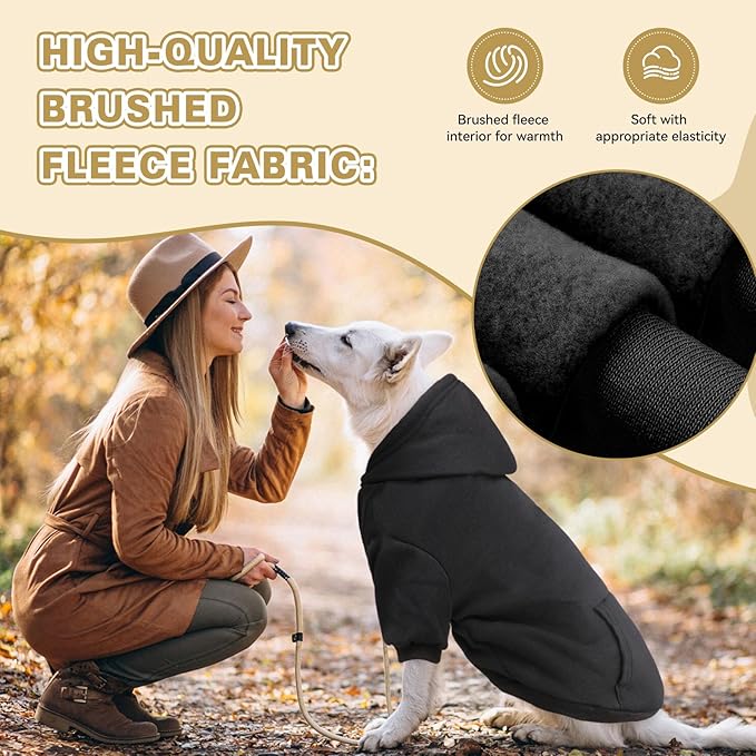 Dog Sweaters for Small Dogs,Dog Hoodie Fleece Pet Sweater Soft Clothes Sweatshirt with Pocket Pet Hoodie for Small Dogs Puppy Sweater(Black&XS)