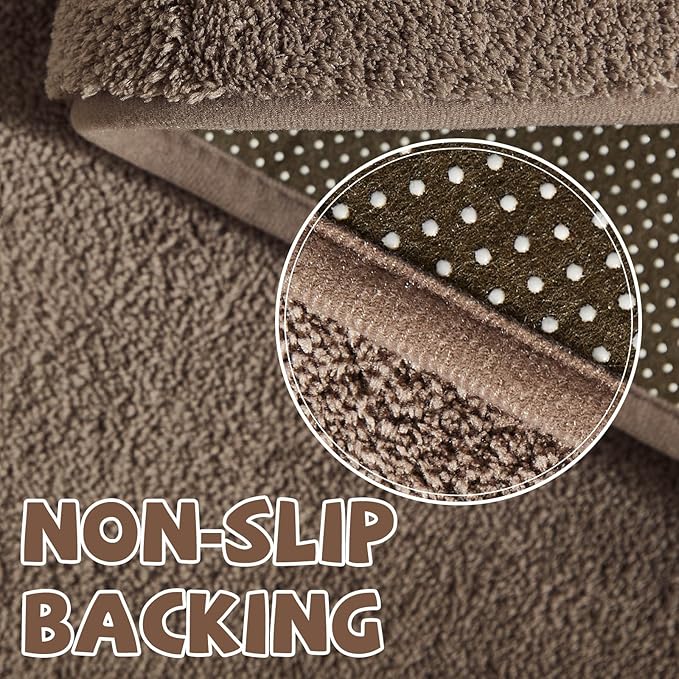 jinchan Solid Plush Area Rug 4x6 Performance Shaggy Washable Rug Indoor Soft Modern Faux Wool Cozy Non Slip Carpet for Living Room Kids Room Bedroom Dining Room Nursery Brown
