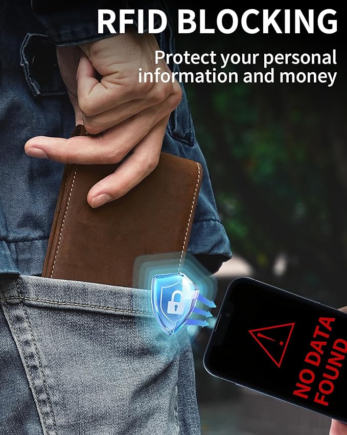 Artpaxy Mens Wallet Bifold Genuine Leather RFID Blocking Wallet for Men with 1 ID Windows 13 Card Holders 2 cash pockets 1 Gift Box