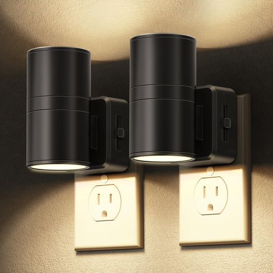 L LOHAS LED Night Light, Automatic Night Lights Plug into Wall, 2 Pack Nightlights with Light Sensor, 3000K Soft White 0-100LM Dimmable Modern Nightlight for Kids Bedroom Hallway