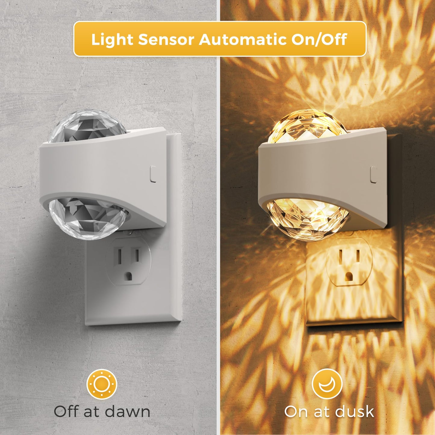 L LOHAS LED Night Light,Projector Night Light with Dusk to Dawn Sensor,3000K Soft White, Brightness Adjustable,Plug in Nightlight for Bathroom,Bedroom,Hallway,Party,Home Decor