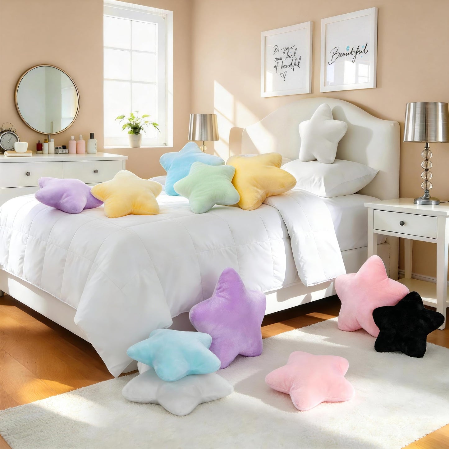 Nmkopzy 15.4 Inch Star Shaped Pillow Cute Green Decorative Throw Pillows for Couch Bed Sofa, Aesthetic Soft Floor Cushions for Living Room Bedroom Decor (Light Green, 15.4" x 15.4")