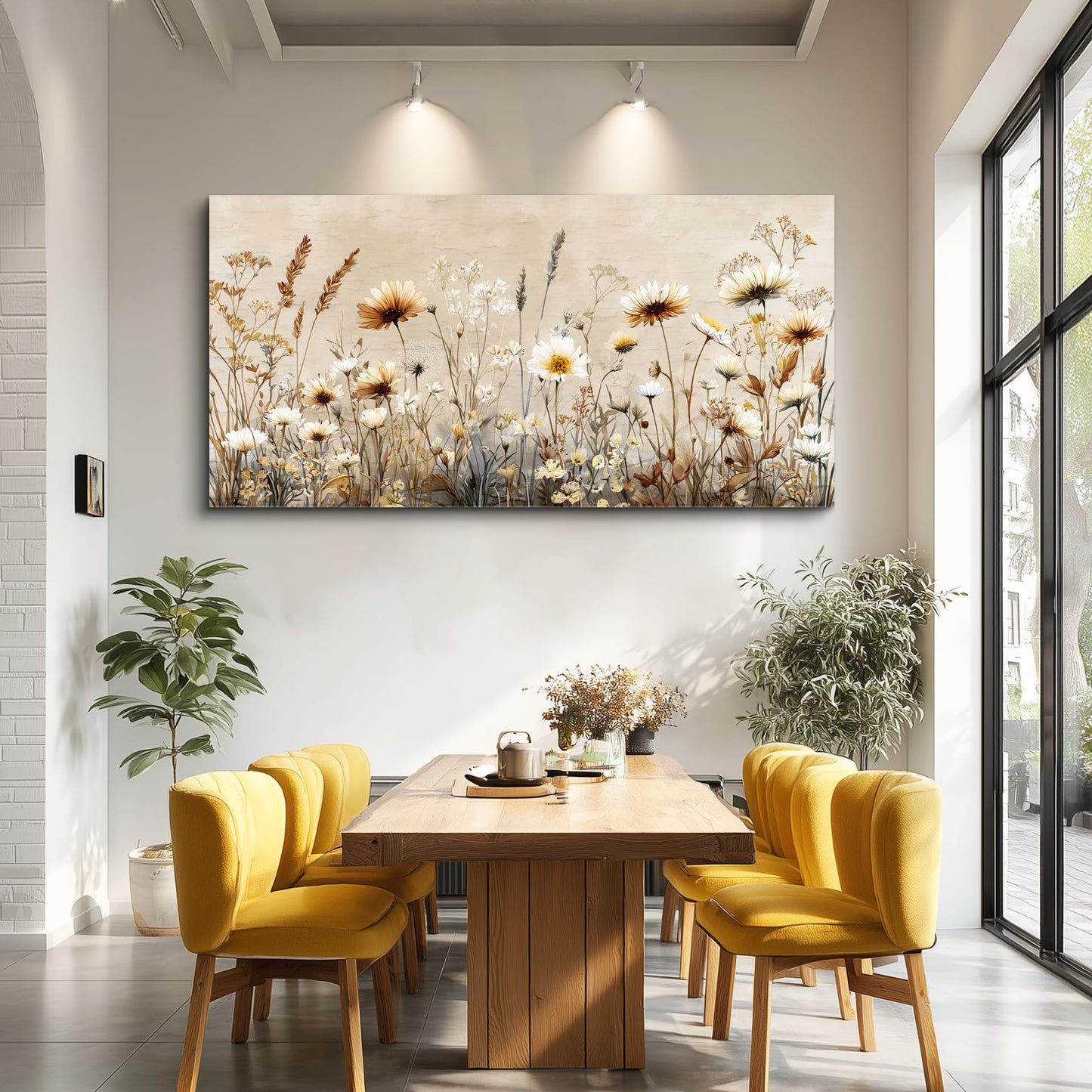 XIGUANGART Floral Wall Art, Large Wall Art, Flower Pictures Wall Decor, Elegant Meadow Wildflowers Art Prints, Nature Aesthetic Paintings for Living Room Bedroom Bathroom Kitchen Farmhouse 20"x40"