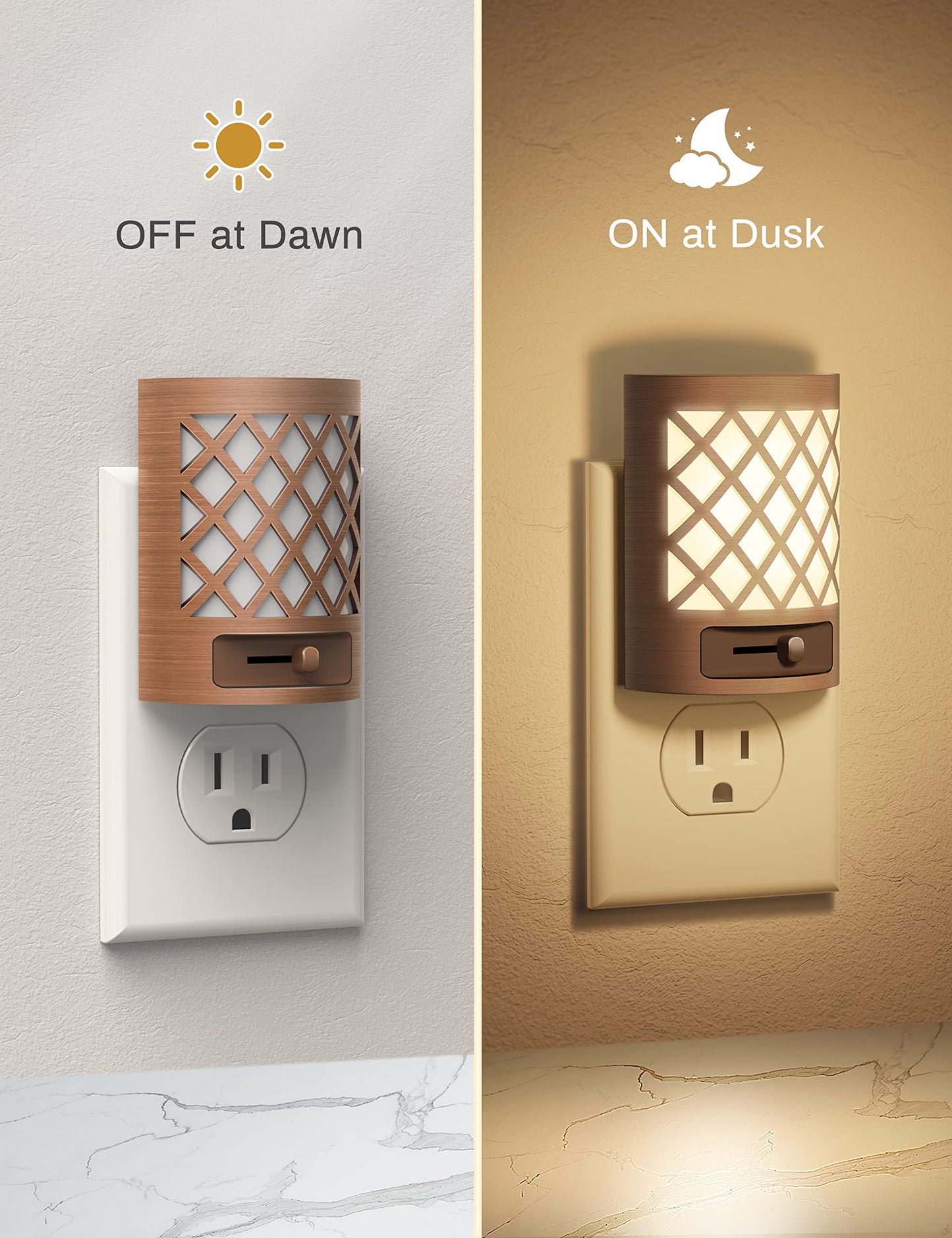 DORESshop Night Light, Night Lights Plug Into Wall [2 Pack], Plug in Night Light, Nightlight, Dusk to Dawn Sensor, Adjustable Brightness Night Lights for Bathroom, Hallway, Stairway, Soft White