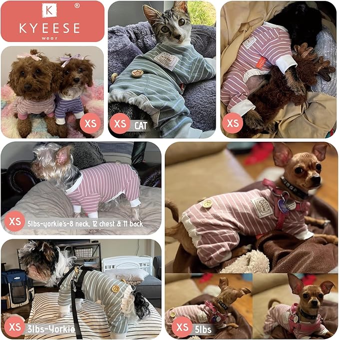 KYEESE Dog Pajamas, Comfy Doggie PJS Puppy Clothes, Soft Dog Pajamas for Small Dogs, Warm Stretchy Dogs Onesie with 4 Legs Sleepwear, Fleece Pet Costume Sleepwear, XS