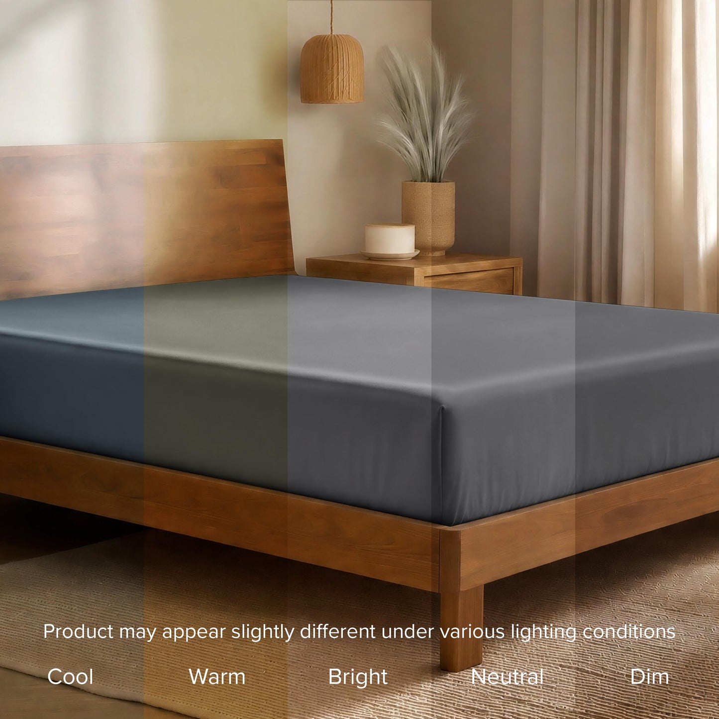 Bare Home 100% Rayon Made from Bamboo Luxury Queen Fitted Sheet - Deep Pockets - Cooling Sheet - Breathable - Easy Fit - Soft Bedding Bottom Sheet (Queen, Grey)