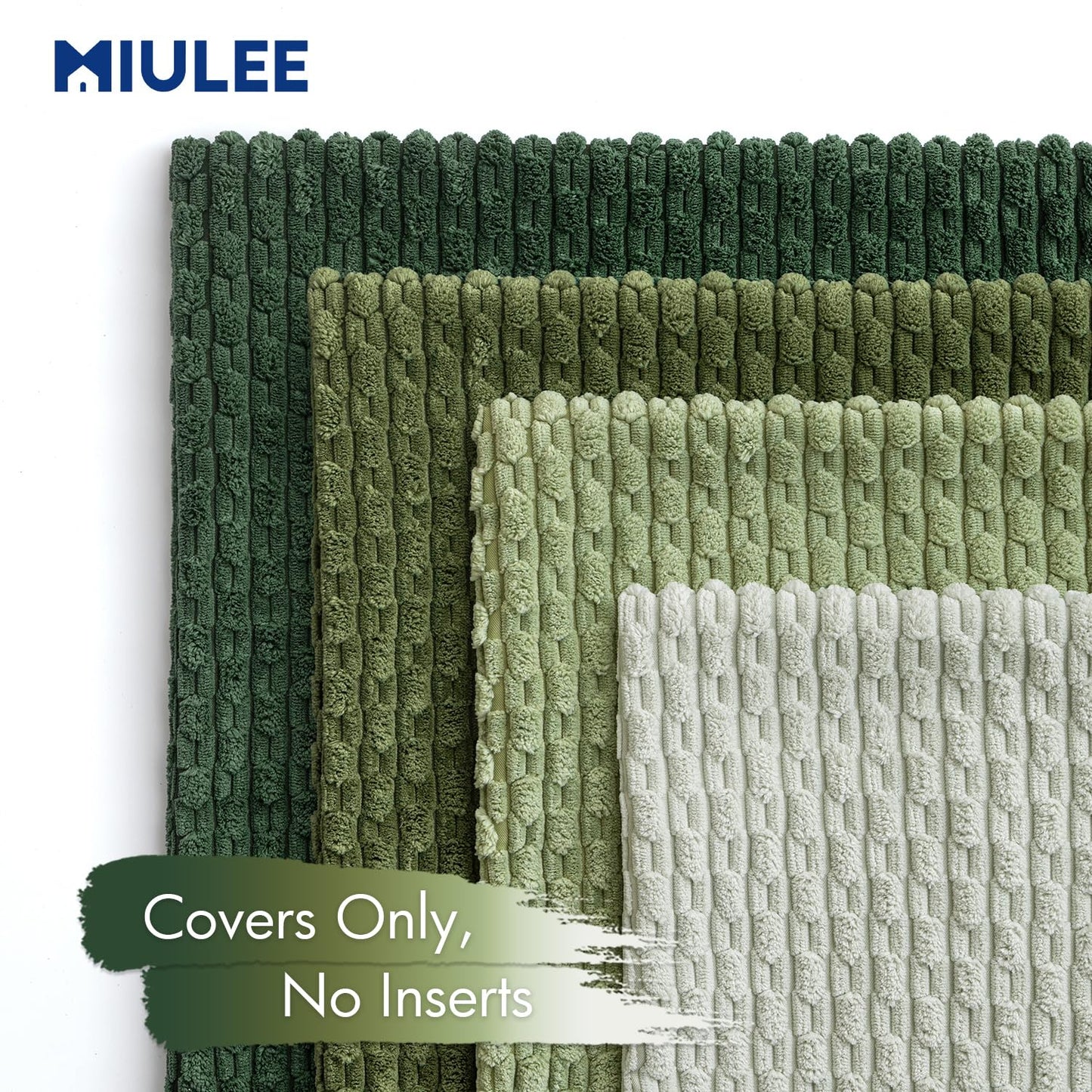 MIULEE Spring Sage Green Decorative Throw Pillow Covers for Couch Sofa Living Room Set of 4 Boho Gradient Cushion Covers Corduroy Rustic Fun Pillowcases Farmhouse Home Decor 18x18 Inch Forest Green