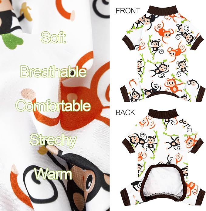 XPUDAC 4 Pack Dog Pajamas Soft Strechy Summer Doggie Clothes for Small Medium Dogs Boy Girl Cat Apparel, 5XL