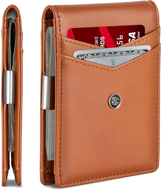 Suavell Slim Wallets for Men. Minimalist Bifold Wallet With Money Clip & ID Window. RFID Blocking Credit Card Holder Front Pocket Wallet, Gifts For Men - Husband Father On Birthday Anniversary