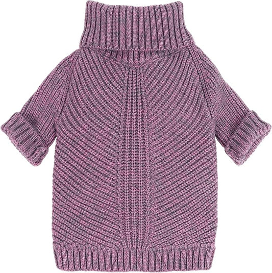 Fitwarm Thermal Knitted Dog Sweater Doggy Winter Coat Pet Clothes Doggie Turtleneck Jacket Puppy Outfits Cat Sweatsuit Lavender Purple Small