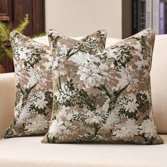 Yamminess Pack of 2 Vintage Neutral Floral Pillow Covers 20x20 Inch Modern Farmhouse Throw Pillow Covers Decorative Cushion Case for Living Room Bedroom Sofa Couch,Green