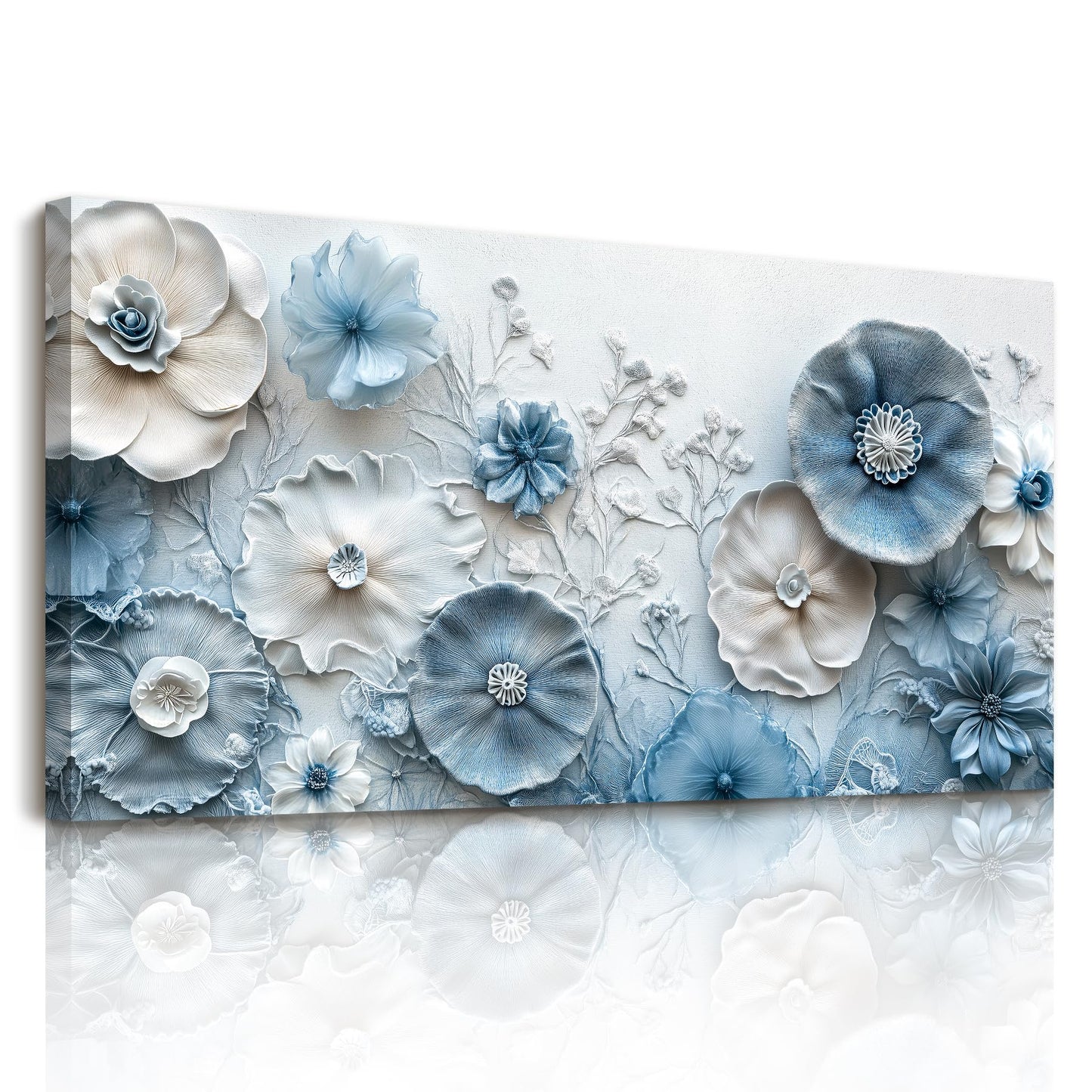 SERIMINO Floral Wall Art, Large Wall Decor, Blue Wall Art, Modern Elegant Flowers Painting, Nature Botanical Prints, Chic Pictures for Living Room Bedroom Bathroom Office Home Decoration 20"x40"