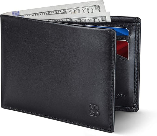 SERMAN BRANDS Mens Slim Bifold Wallet RFID Blocking Minimalist Front Pocket Wallets for Men - Thin & Stylish