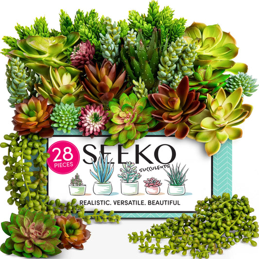 Fake Succulents 28 Pcs - Premium Artificial Faux Succulents Plants