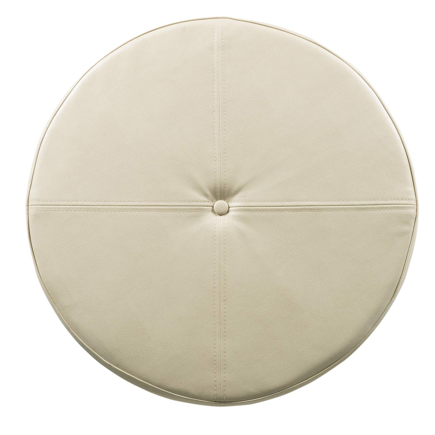 HomePop 24" Large Leatherette Round Storage Ottoman - Cream Faux Leather