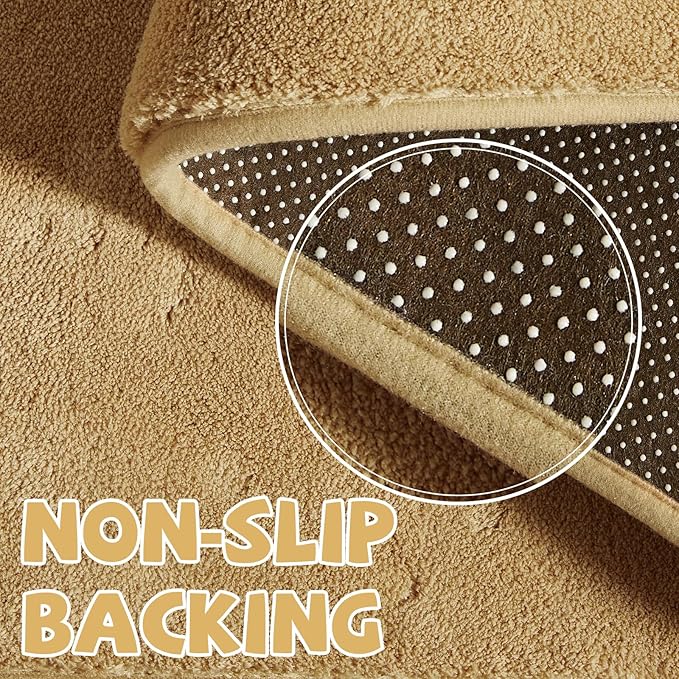 jinchan Solid Plush Area Rug 2x3 Performance Shaggy Washable Rug Indoor Entryway Doormat Soft Modern Faux Wool Cozy Non Slip Carpet for Living Room Kid Room Bedroom Nursery Tan