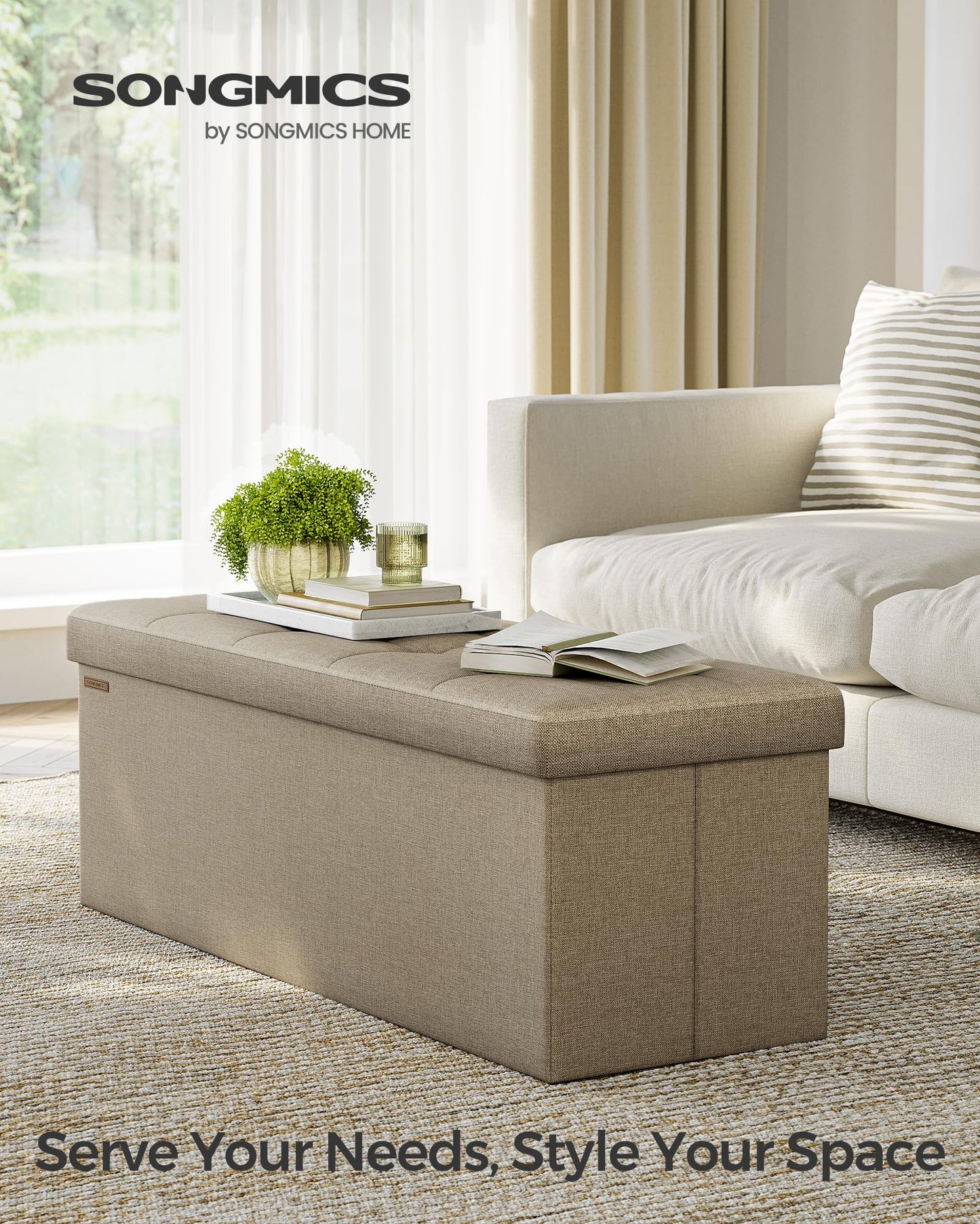 Folding Storage Ottoman Bench by SONGMICS