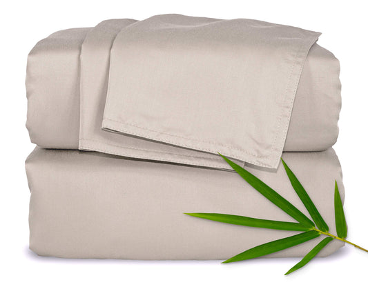 Pure Bamboo King Sheets, Genuine 100% Organic Viscose Derived from Bamboo Bed Sheet Set, Luxuriously Soft & Cooling, Double Stitching, 2 Year Quality Promise (King, Sand)