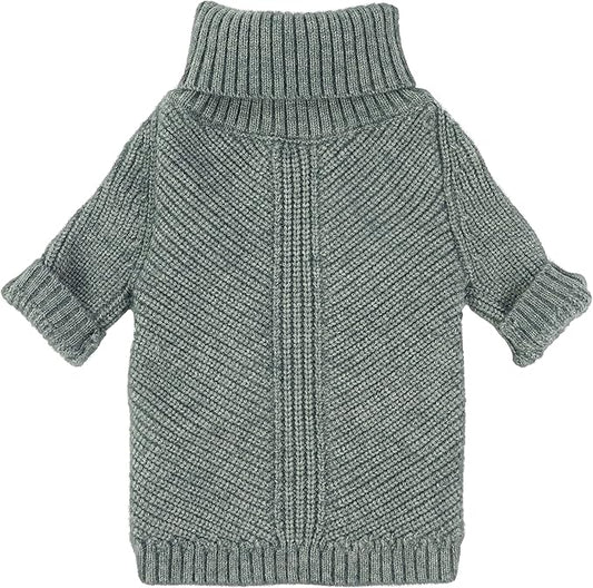 Fitwarm Dog Turtleneck Sweater, Thermal Knitted Pet Coat, Dog Winter Clothes for Small Dogs, Cat Apparel, Heather Grey, Large