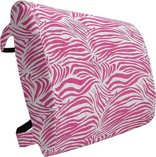 Ambesonne Zebra Print Lumbar Back Support Pillow, Striped Zebra Animal Skin Pattern in Vivid Color Fun Art Print, High Density Foam for Office Chairs Car Seats, 14" x 13", Pink Black