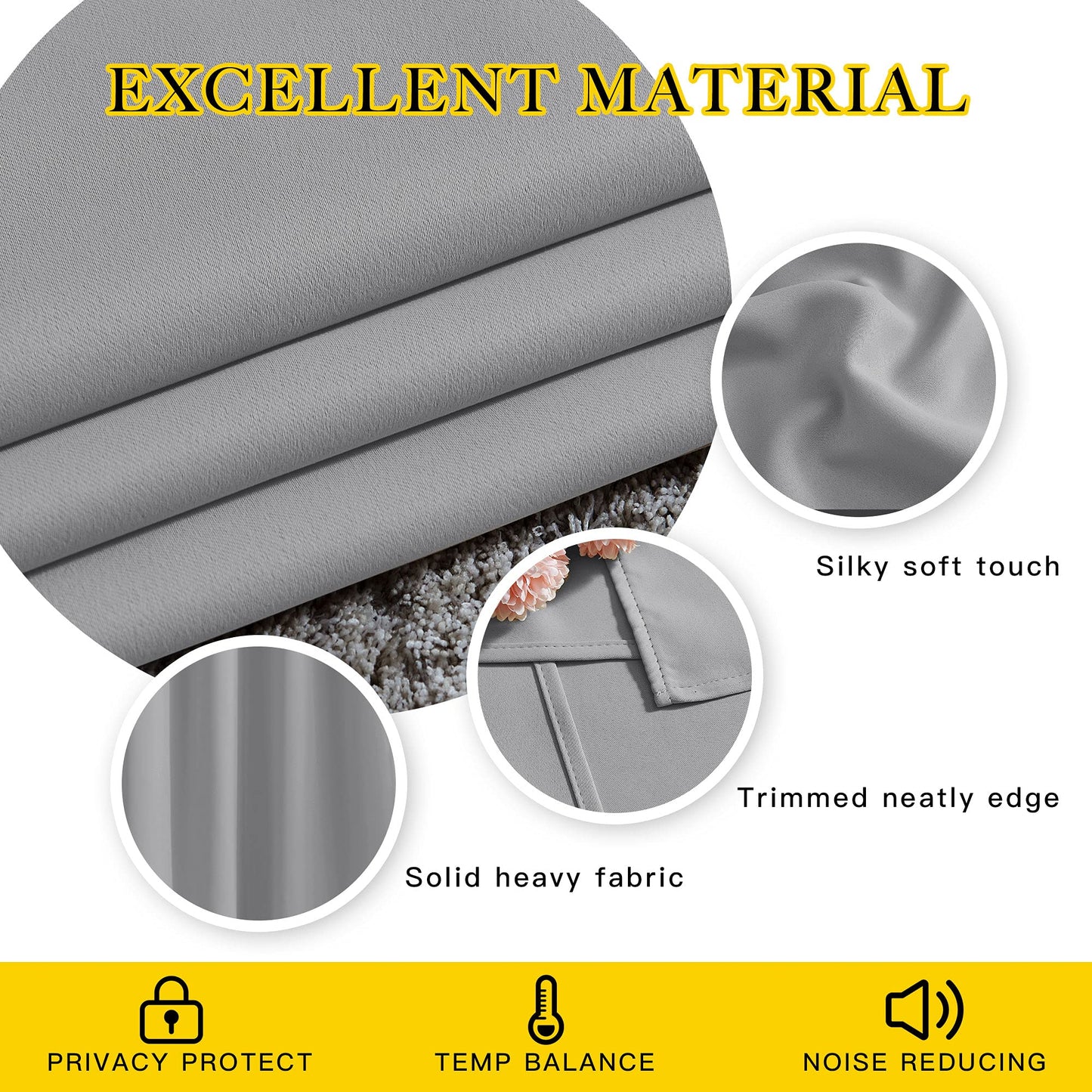 NICETOWN Light Gray Blackout Curtains 84 inch Long for Bedroom - Thermal Insulated Solid Grommet Light Blocking Window Curtains & Drapes for Living Room (2 Panels, 52 x 84 Inch, Silver Grey)