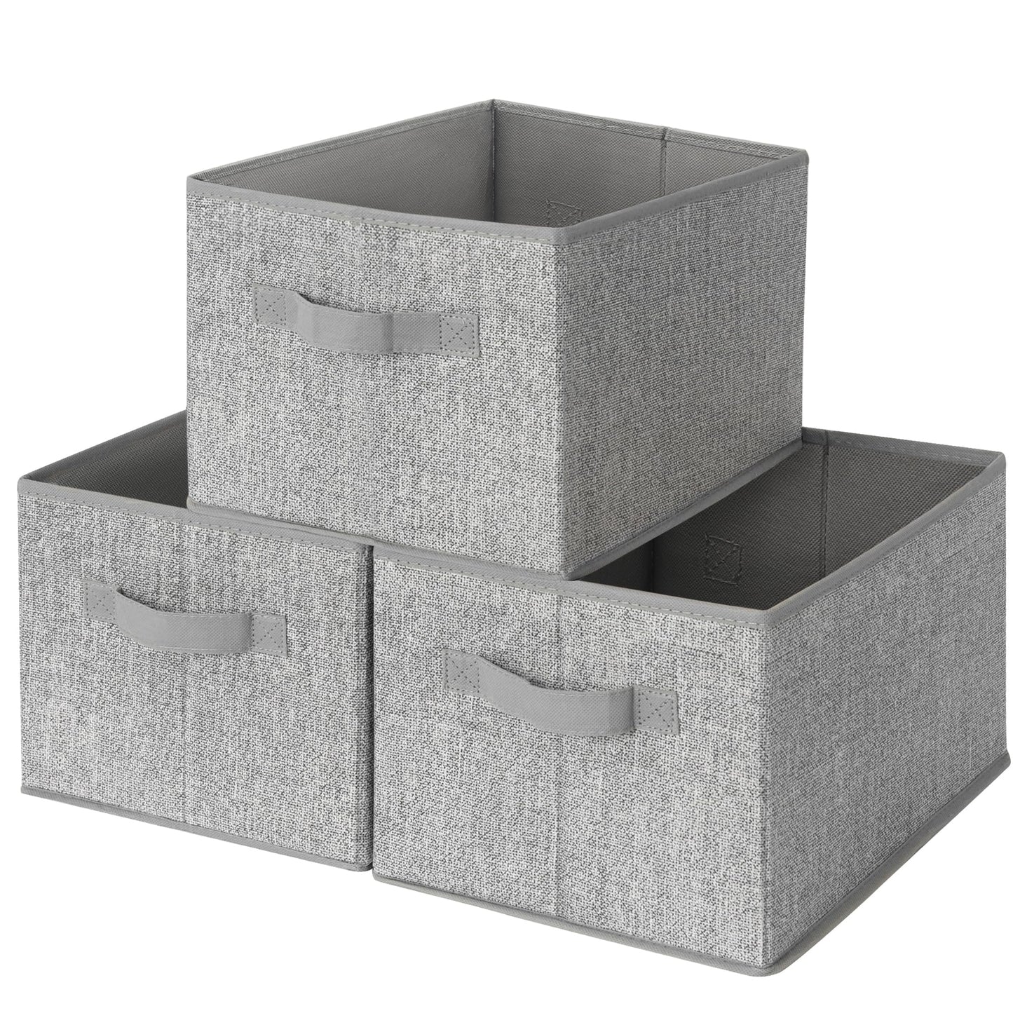 GRANNY SAYS Closet Storage Bins, Storage Baskets for Closet, Fabric Bins for Clothes, Closet Organizer Bins, Gray, Medium, 3-Pack