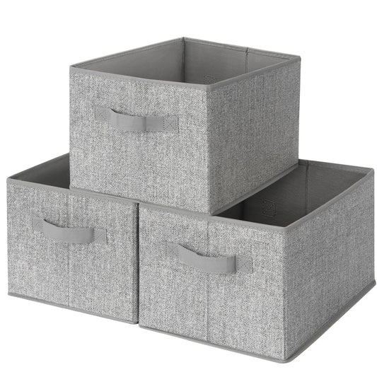 GRANNY SAYS Closet Storage Bins, Storage Baskets for Closet, Fabric Bins for Clothes, Closet Organizer Bins, Gray, Medium, 3-Pack