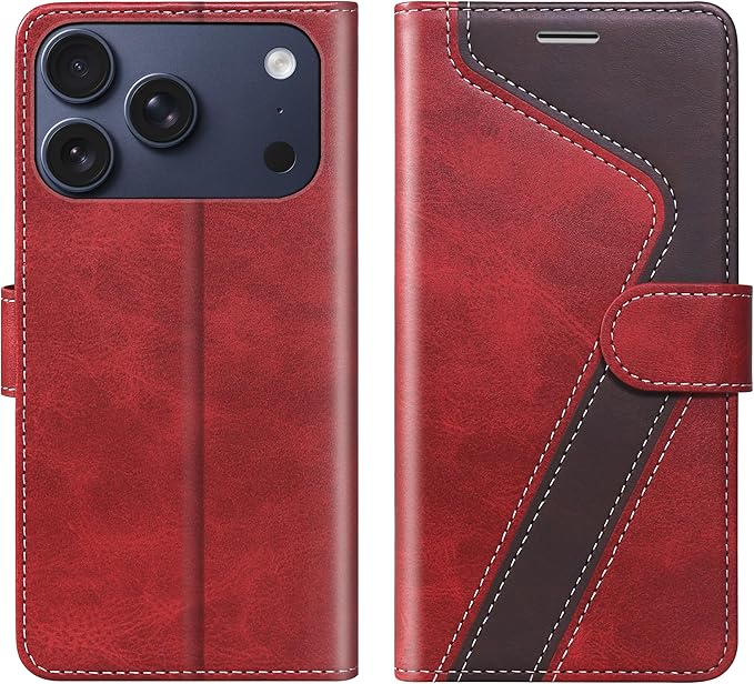 CIVICASE for iPhone 17 Pro Max Wallet Case,PU Leather Flip Case RFID Blocking Credit Card Holder Folio Magnetic Stand TPU Shockproof Cover Compatible with iPhone 17 Pro Max, Red Brown