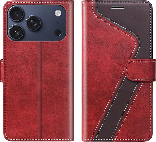 CIVICASE for iPhone 17 Pro Max Wallet Case,PU Leather Flip Case RFID Blocking Credit Card Holder Folio Magnetic Stand TPU Shockproof Cover Compatible with iPhone 17 Pro Max, Red Brown