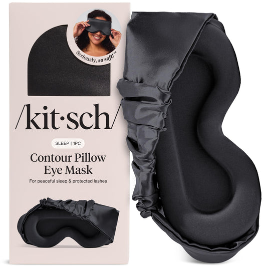 Kitsch Contour Pillow Eye Mask – Softer Than Silk Eye Masks for Sleep, Blindfold Sleep Masks for Women & Men, No Eye Pressure, Lightweight, Eye Care, Travel Essentials - Charcoal