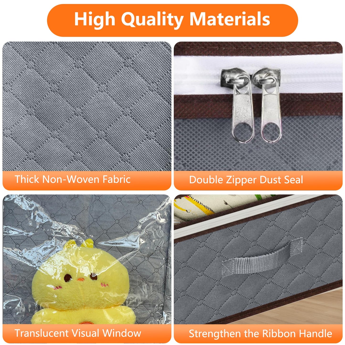 90L Under Bed Storage Containers,4-Pack Closet Organizers and Storage Bins,for Organization and Storage Clothes, Shoes, Blankets & Pillows,Visible Transparent Top Storage Bins with Lids, Grey