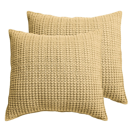 Levtex Home - Mills Waffle - Euro Sham (Set of Two) - Ochre - Sham Size (26x26in.), No Insert