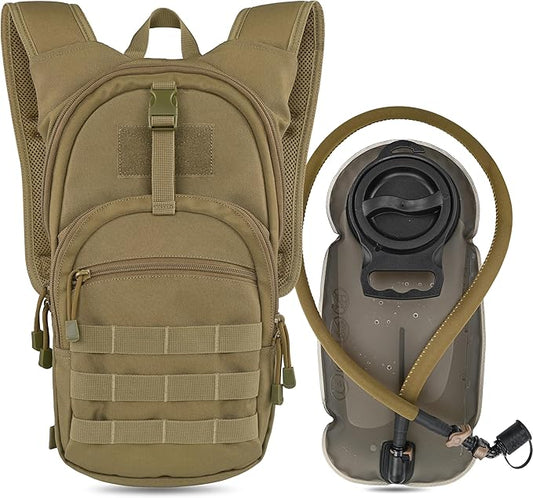 MARCHWAY Tactical Molle Hydration Pack with 2.5L TPU Water Bladder, Low-Profile Organized Military Backpack for Hiking, Cycling, Backpacking, Hunting, Running