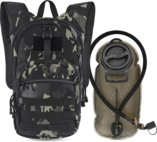 MARCHWAY Tactical Molle Hydration Pack with 2.5L TPU Water Bladder, Low-Profile Organized Military Backpack for Hiking, Cycling, Backpacking, Hunting, Running